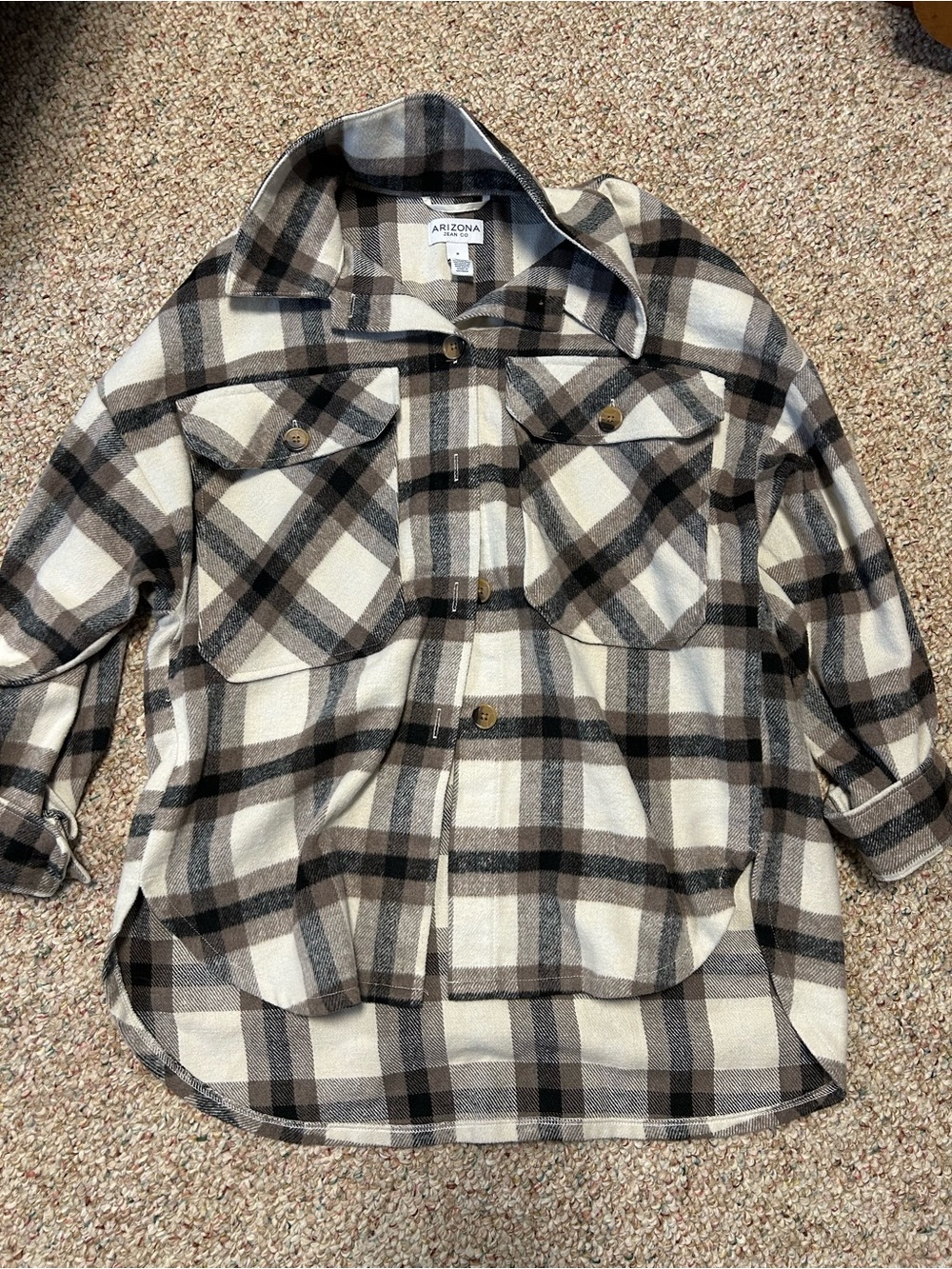Arizona Jean Co Brown & Cream Plaid Shirt Jacket